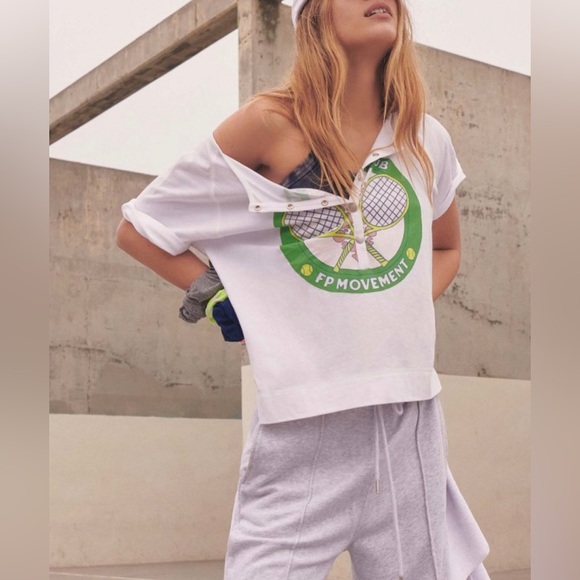 NWOT Free People Inhale Henley Graphic T-Shirt - Picture 4 of 4